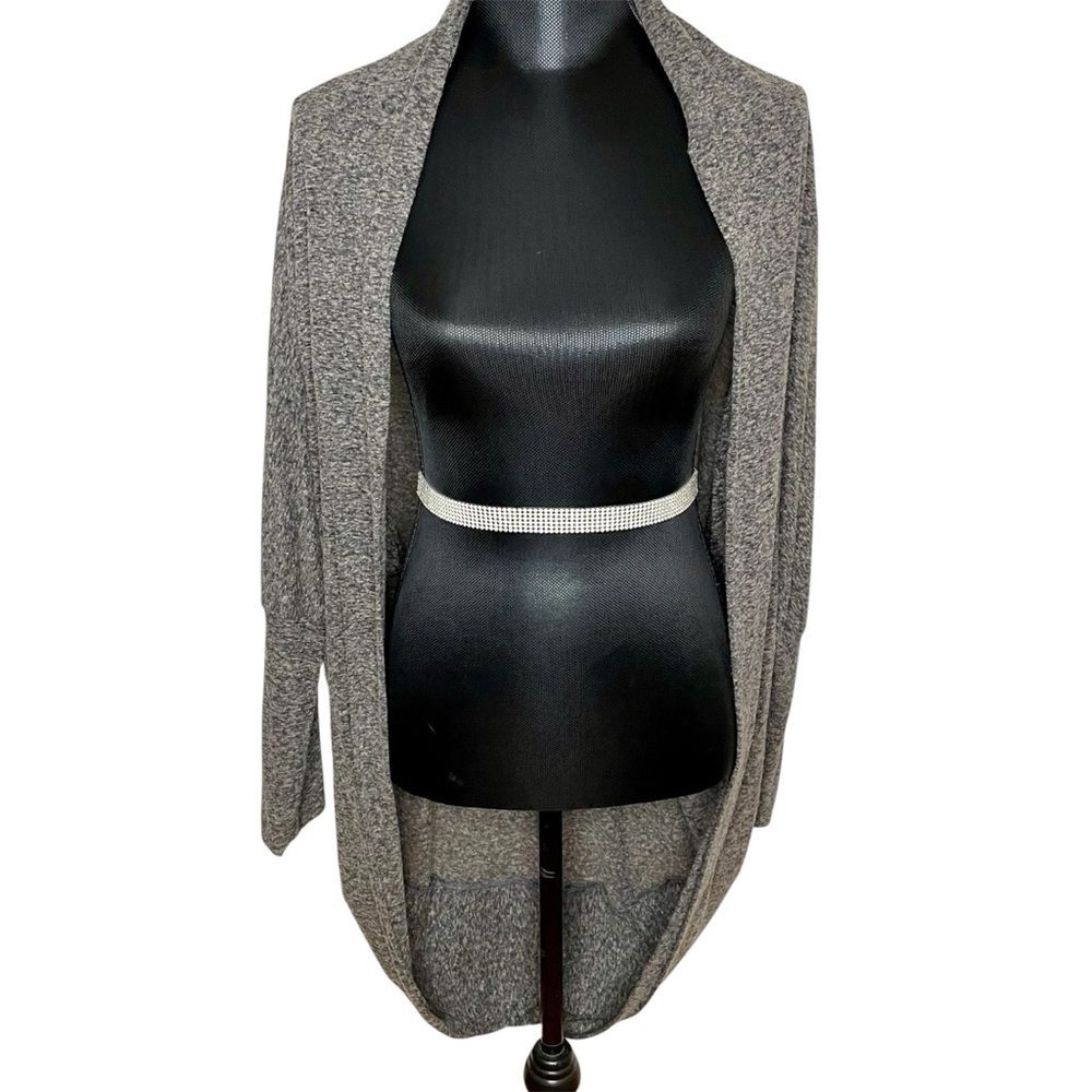 Bryn Walker Cardigan Sweater Knit Open Polyester Linen Beige Black Size Small